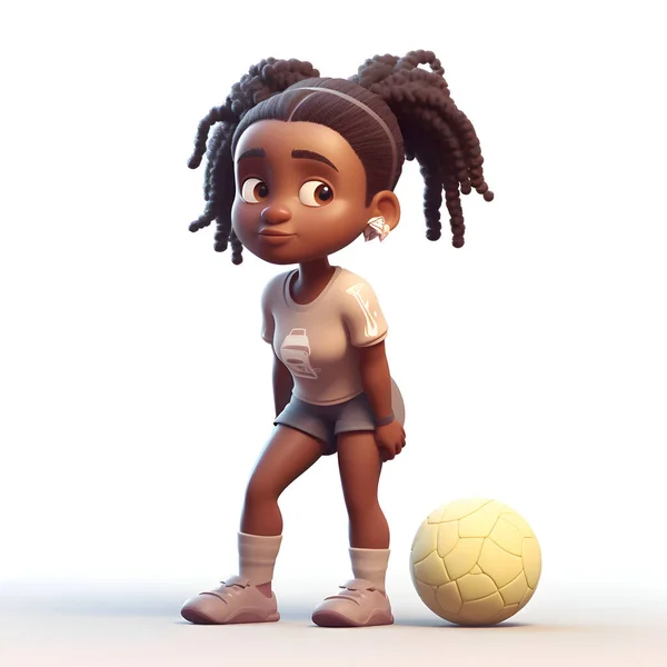 Маленька Африканська Американка Футбольним Ячем Рендеринг — стокове фото
