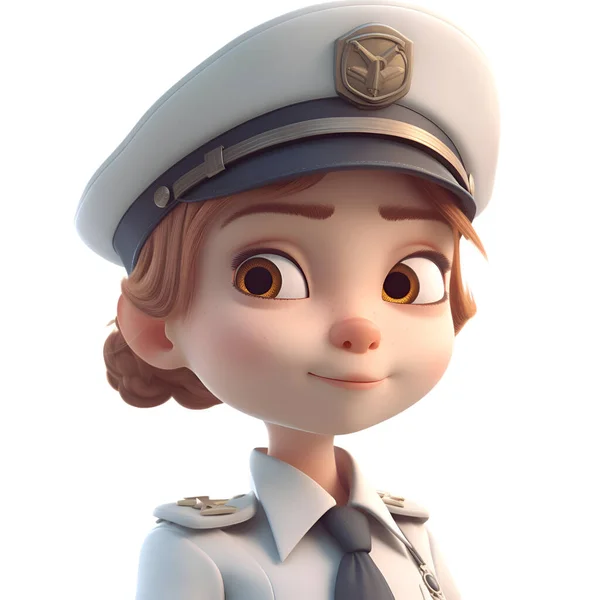 Illustration Cute Cartoon Pilot Girl Uniform — Stock Photo, Image