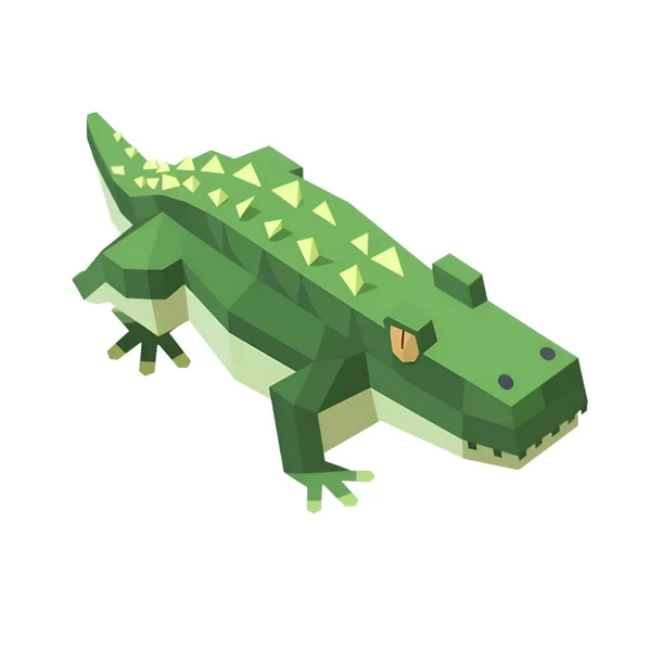 Zelený Krokodýl Izolovaný Bílém Pozadí Kreslený Styl Vektorová Ilustrace — Stock fotografie