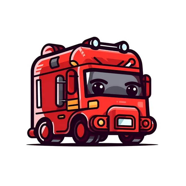 Cartoon Fire Truck Vector Illustration Isolated White Background — Stock Photo, Image