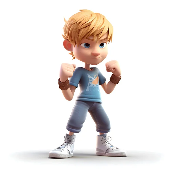 3D Render of a Little Boy with Boxing Gloves on White Background