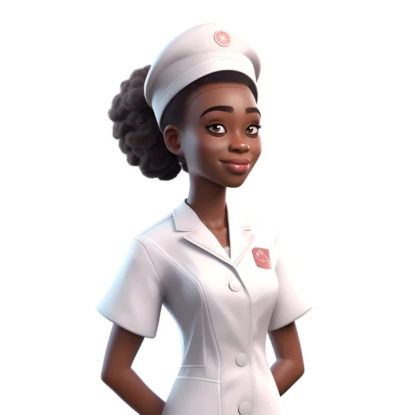 Όμορφη Αφροαμερικανή Νοσοκόμα Απομονωμένα Λευκό Φόντο — Φωτογραφία Αρχείου