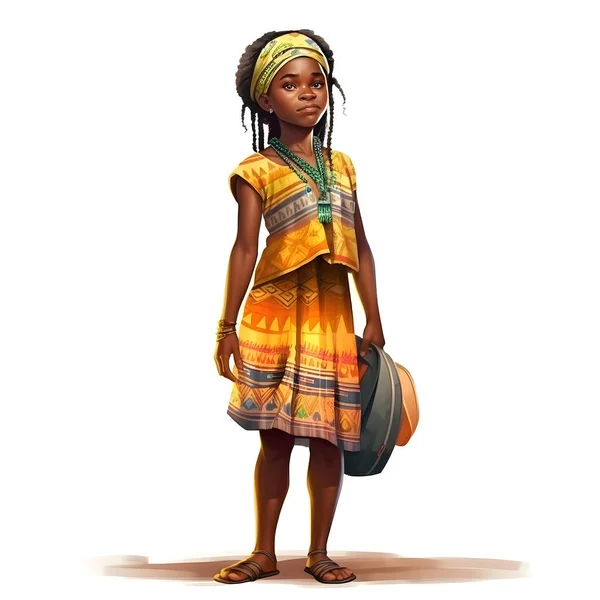 Прекрасна Афро Американська Жінка Традиційному Одязі Капелюхом Візуалізація — стокове фото