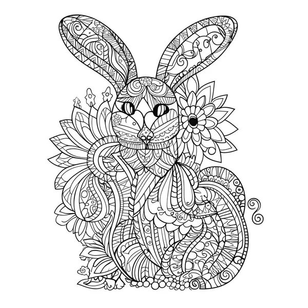 Пасхальний Кролик Розмальовка Сторінка Дорослих Чорно Біла Векторні Ілюстрації — стокове фото