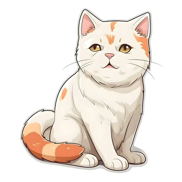 Roztomilá Kočka Sedící Bílém Pozadí Vektorová Ilustrace Kresleném Stylu — Stock fotografie