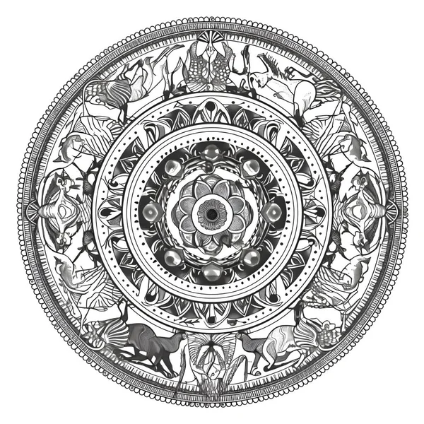 Декоративна Мандала Білому Тлі Мальована Вручну Ілюстрація — стокове фото