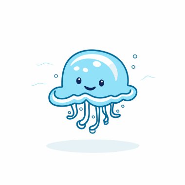 Şirin çizgi film denizanası. Vektör çizimi. Düz tasarım biçimi.