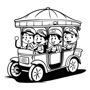 Çizgi film Tuk Tuk Tuk - Vektör İllüzyonu.