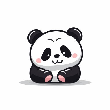 Şirin panda yerde oturuyor. Vektör illüstrasyonu.