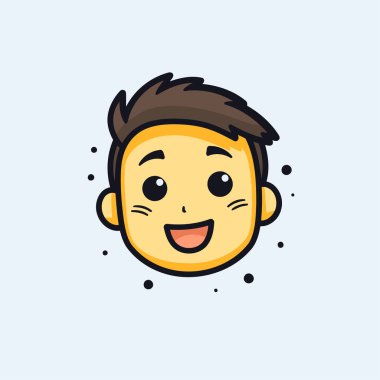 Gülümseyen çocuk suratı. Sevimli çizgi film karakteri. Vektör illüstrasyonu.