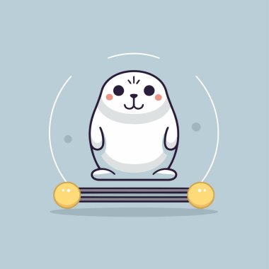 Denge kirişinde şirin bir mühür. Düz biçimli vektör illüstrasyonu