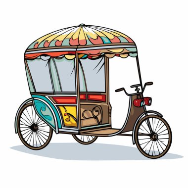 Tuk tuk rickshaw. Beyaz arkaplanda vektör illüstrasyonu.