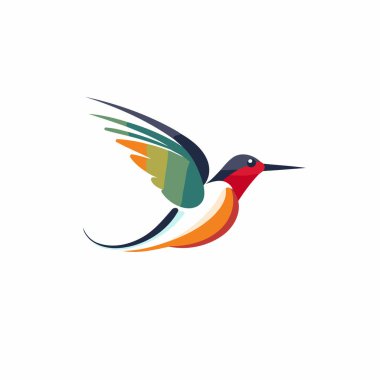 Sinekkuşu vektör logosu tasarım şablonu. Renkli kuş çizimi.