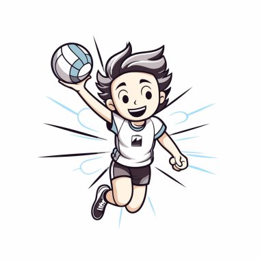Voleybol oyuncusu karikatür vektör çizimi. Toplu sporcu.