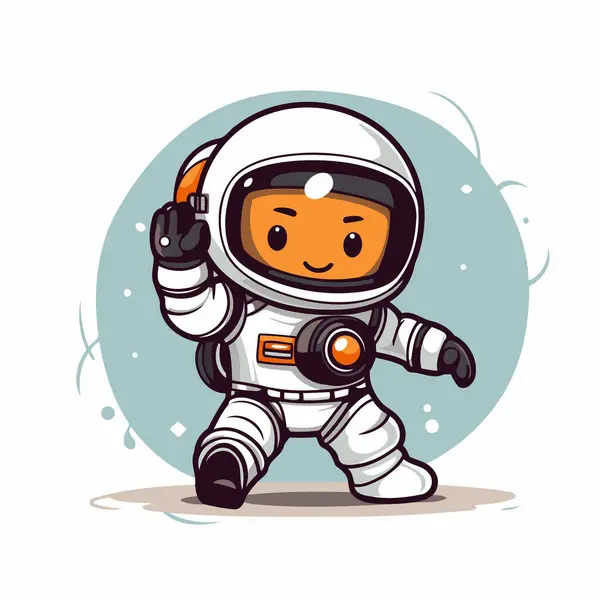 Lindo Astronauta Traje Espacial Ilustración Vectorial Personaje Dibujos Animados — Archivo Imágenes Vectoriales