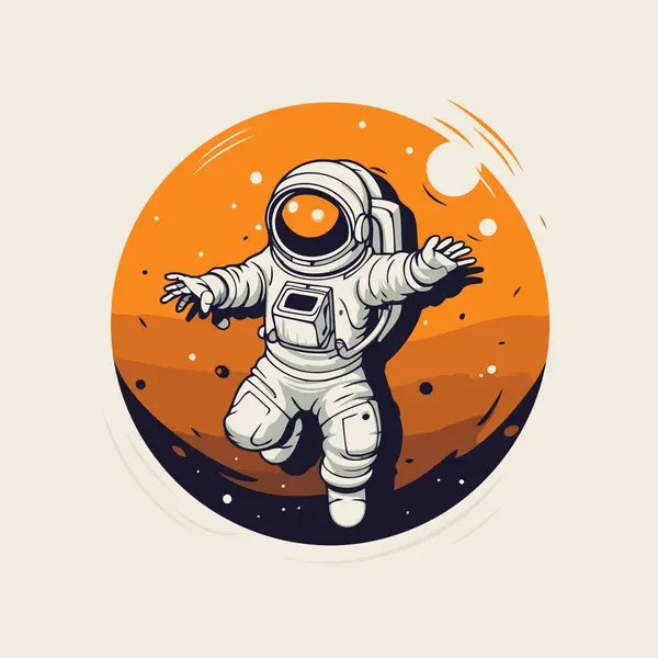 Астронавт Бежит Космосе Векторная Иллюстрация Вашего Дизайна — стоковый вектор