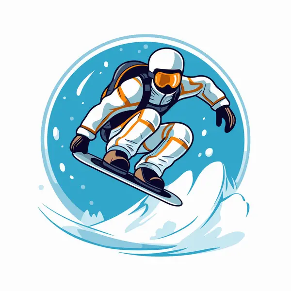 Skieur Astronaute Volant Sur Snowboard Illustration Vectorielle — Image vectorielle