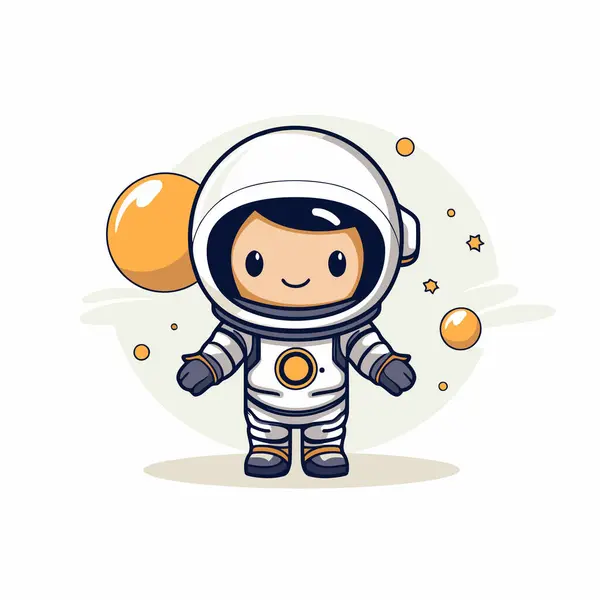 Joli Petit Astronaute Combinaison Spatiale Illustration Vectorielle Isolée Sur Fond — Image vectorielle