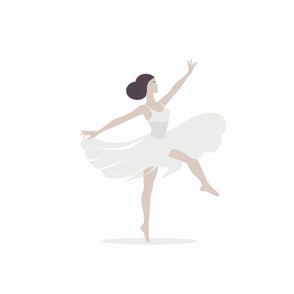 Ballerina White Tutu Dancing Vector Illustration — Stock Vector
