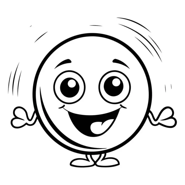 Lächelnd Emoticon Cartoon Maskottchen Charakter Illustration — Stockvektor