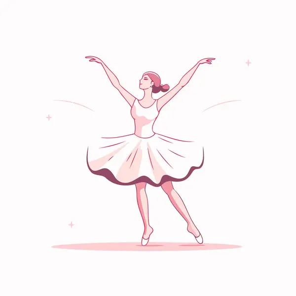 芭蕾舞演员穿着白色的晚礼服跳舞 矢量说明 — 图库矢量图片