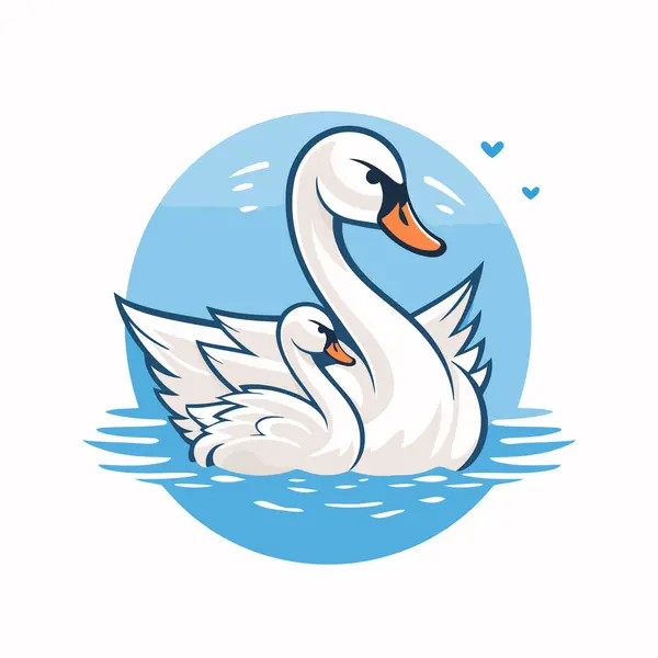 Ikona Labutě Vektorová Ilustrace Labutě Plavající Vodě — Stockový vektor