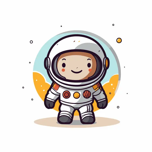 Mignon Astronaute Combinaison Spatiale Illustration Vectorielle Sur Fond Blanc — Image vectorielle