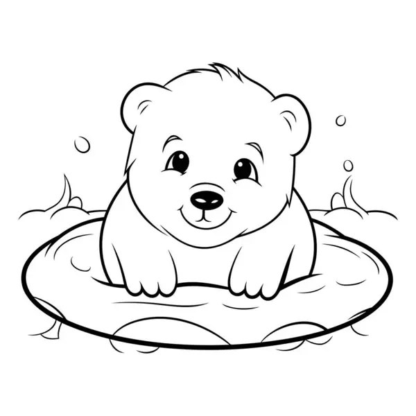 Omalovánky Pro Děti Medvěd Koupání Bazénu Vektorová Ilustrace — Stockový vektor