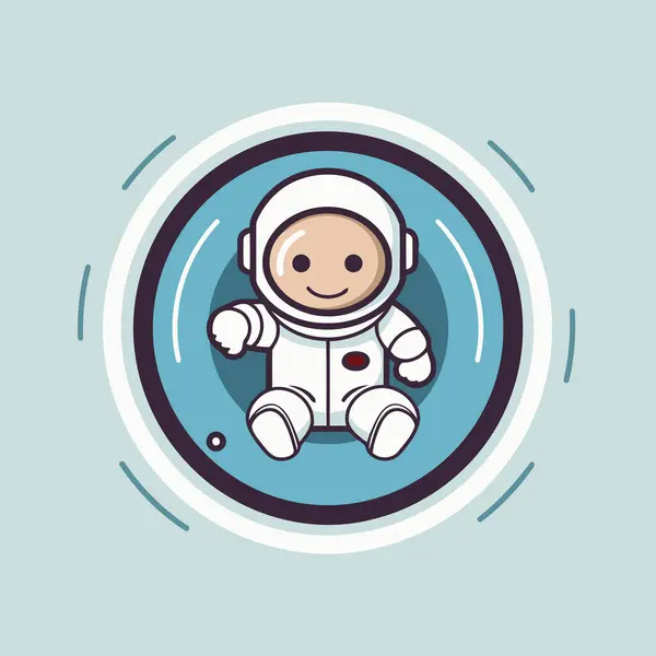 Leuke Cartoon Astronaut Ruimtepak Vector Illustratie Platte Stijl — Stockvector