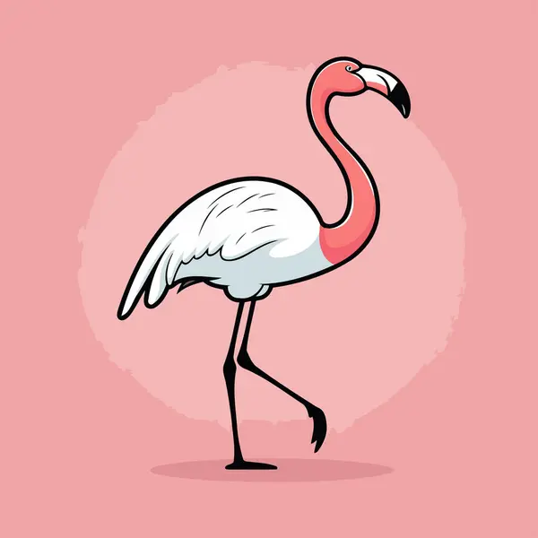 Pembe Arka Planda Flamingo Bir Flamingonun Vektör Illüstrasyonu — Stok Vektör