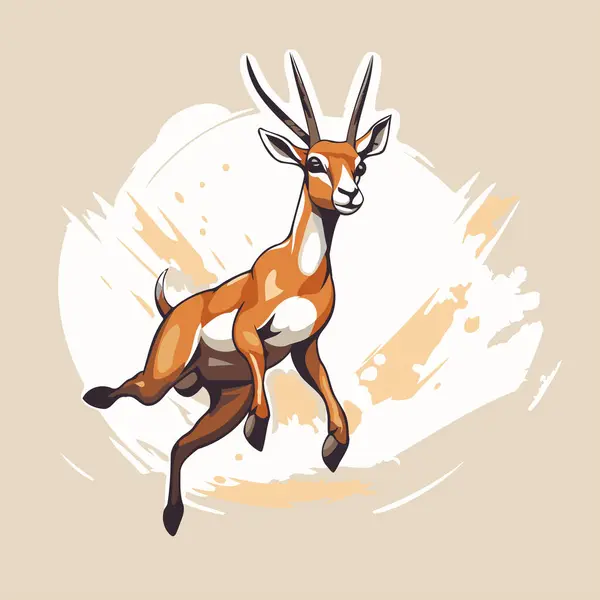 Gazelle Běží Pozadí Grunge Vektorová Ilustrace — Stockový vektor