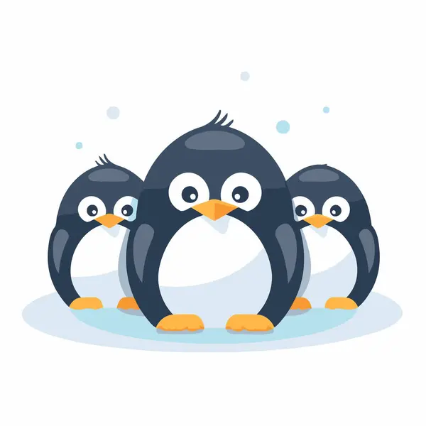 Niedliche Pinguine Isoliert Auf Weißem Hintergrund Vektorillustration — Stockvektor