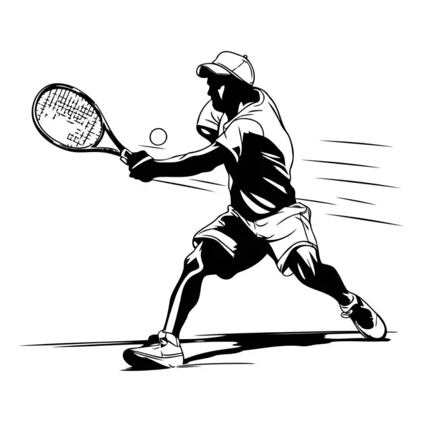 Jugador Tenis Acción Ilustración Vectorial Tenista — Archivo Imágenes Vectoriales