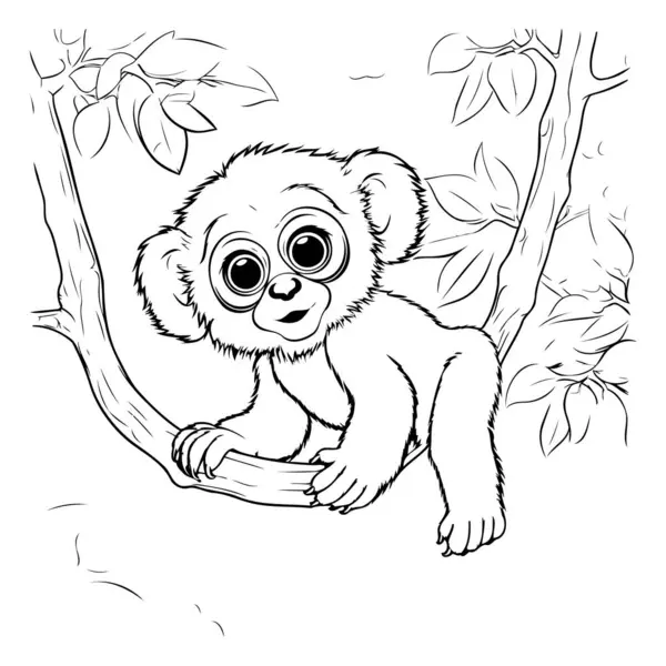 Carino Koala Seduto Ramo Illustrazione Vettoriale Libro Colorare — Vettoriale Stock
