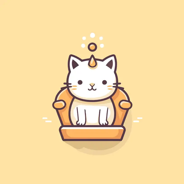 Cute Cat Crown Vector Illustration Cat Chair — Stock Vector