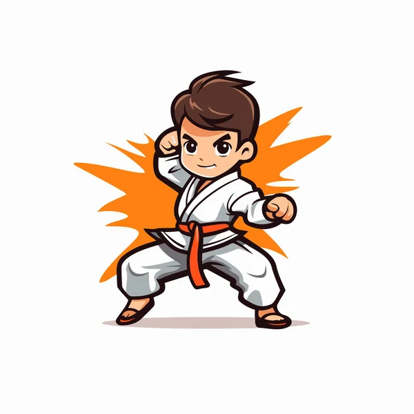 Taekwondo Boy Cartoon Vector Illustration Martial Arts Concept — Stock Vector