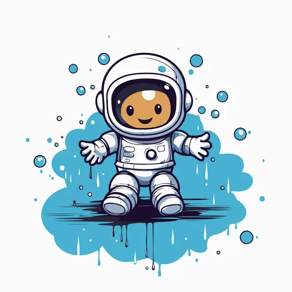 Astronaut Regen Vector Illustratie Witte Achtergrond — Stockvector