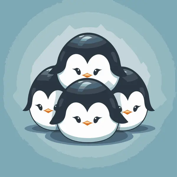 Ωραίοι Πιγκουίνοι Εικονογράφηση Διάνυσμα Ενός Πιγκουίνου Κινουμένων Σχεδίων — Διανυσματικό Αρχείο