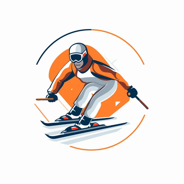 Skifahrer Ikone Vektorillustration Flachem Stil Auf Weißem Hintergrund — Stockvektor