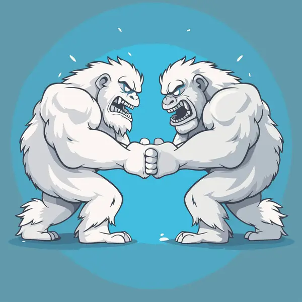 Gorilla Shaking Hands Cartoon Vector Illustration Isolated Blue Background — Stock Vector