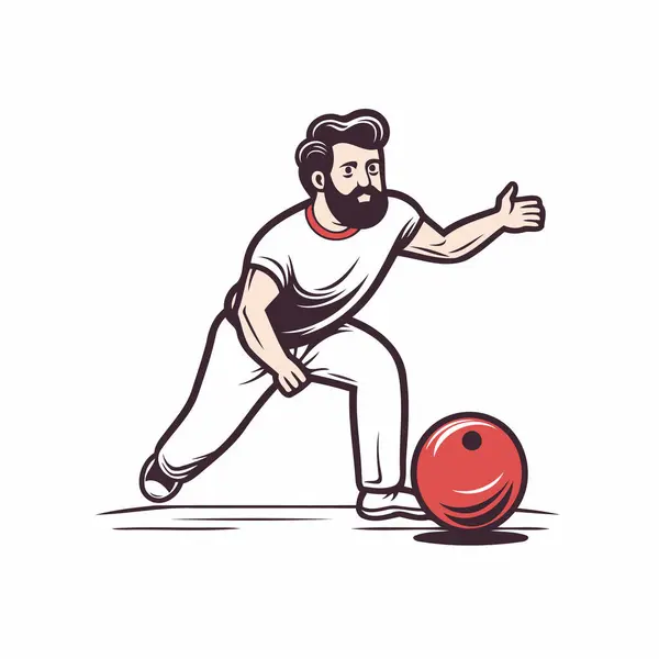 Cricket Player Ball Vector Illustration Cricket Player — Stock Vector