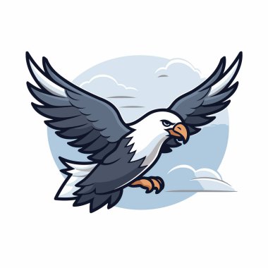 Kartal gökyüzünde uçuyor. Bir kuşun vektör illüstrasyonu.