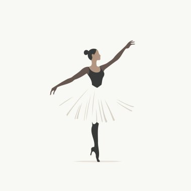 Beyaz etekli balerin. Balerin dans ediyor. Vektör illüstrasyonu.