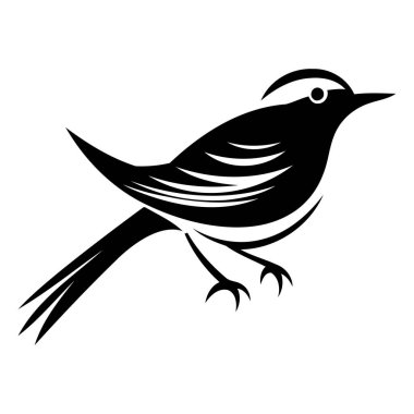 Kuş vektör çizimi beyaz arkaplanda izole edildi. siyah beyaz kuş logosu