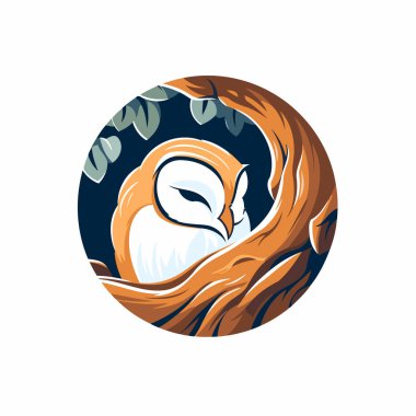 Baykuş delikte. Beyaz arkaplanda vektör illüstrasyonu.