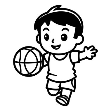 Çocuk Basketbol ya da Voleybol oynarken Çizgi Film Çizimi