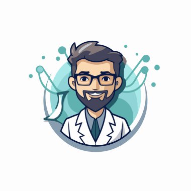 Elinde steteskop olan bir doktorun vektör çizimi..