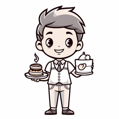 Garson - Sevimli Çizgi Film Vektör İllüstrasyonu.