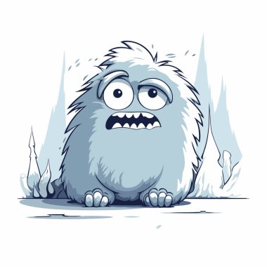 Komik çizgi film canavarı. Beyaz arkaplanda izole edilmiş vektör illüstrasyonu.