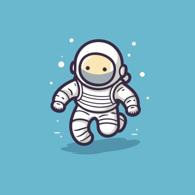 Astronot çizgi film ikonu. Vektör çizimi. Düz tasarım biçimi.